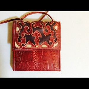 Crossbody wallet purse combo! Real tooled leather